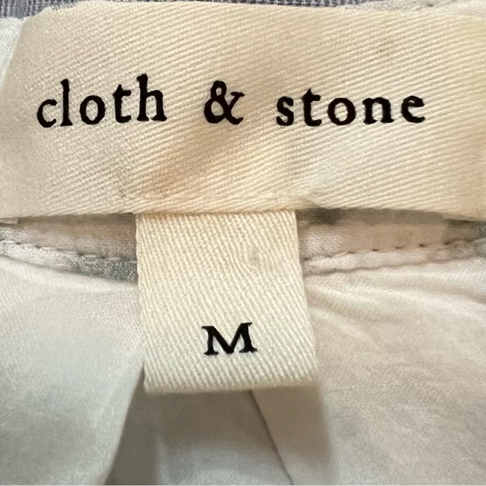 Anthropologie Cloth & Stone Maxi Dress Boho Green White Button Front Lined M - Picture 7 of 8